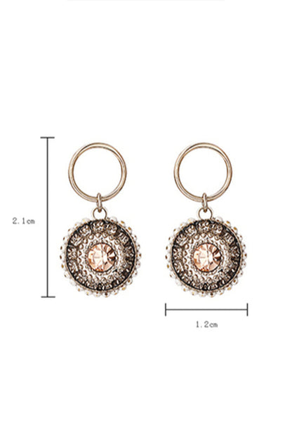 Vintage Black Crystal Round Earrings