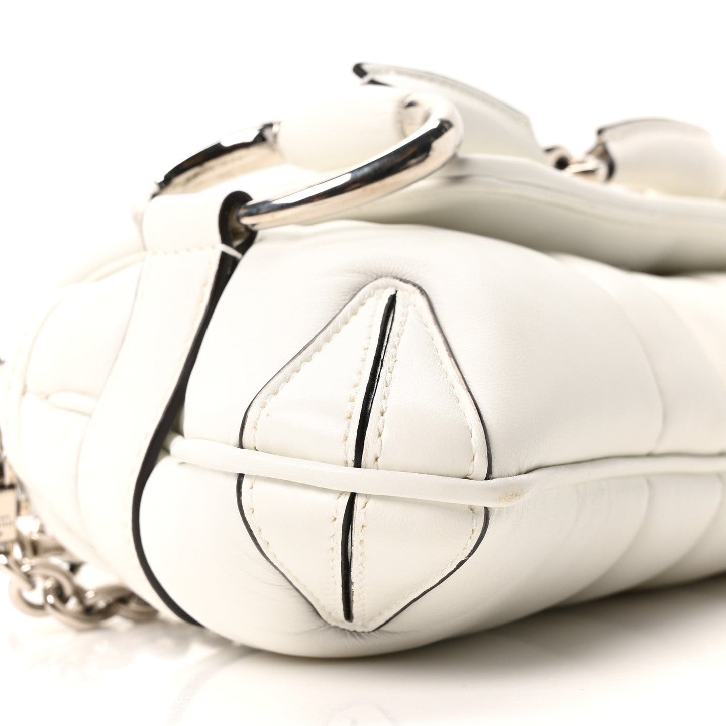 Nappa Vertical Matelasse Small Maxi Horsebit Chain Shoulder Bag Great White