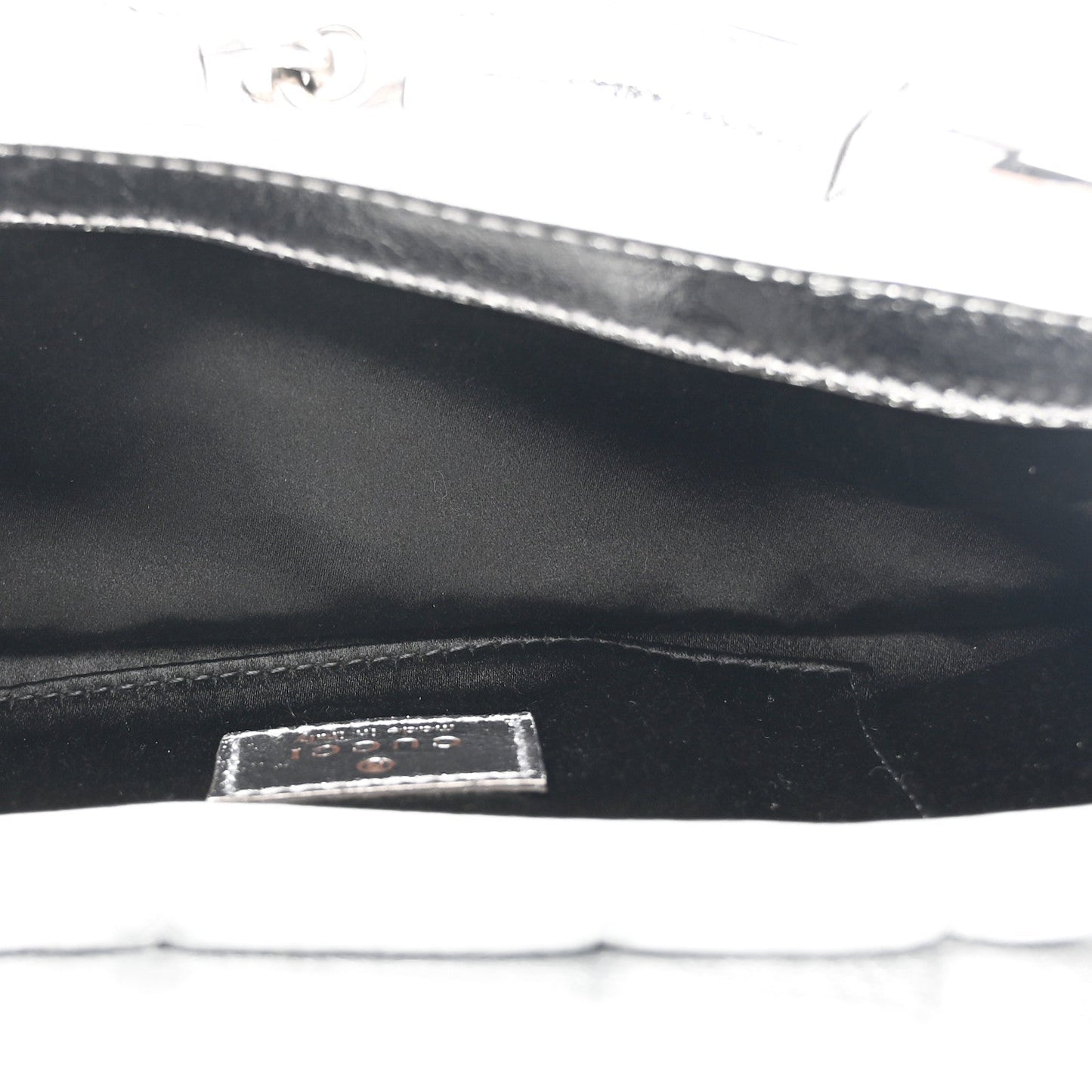 Metallic Nappa Vertical Matelasse Small Maxi Horsebit Chain Shoulder Bag Silver