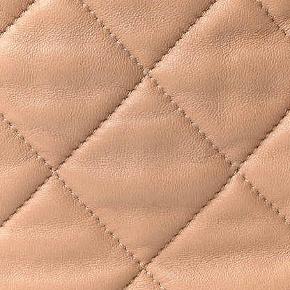 Lambskin Quilted Large CC Funky Town Hobo Beige