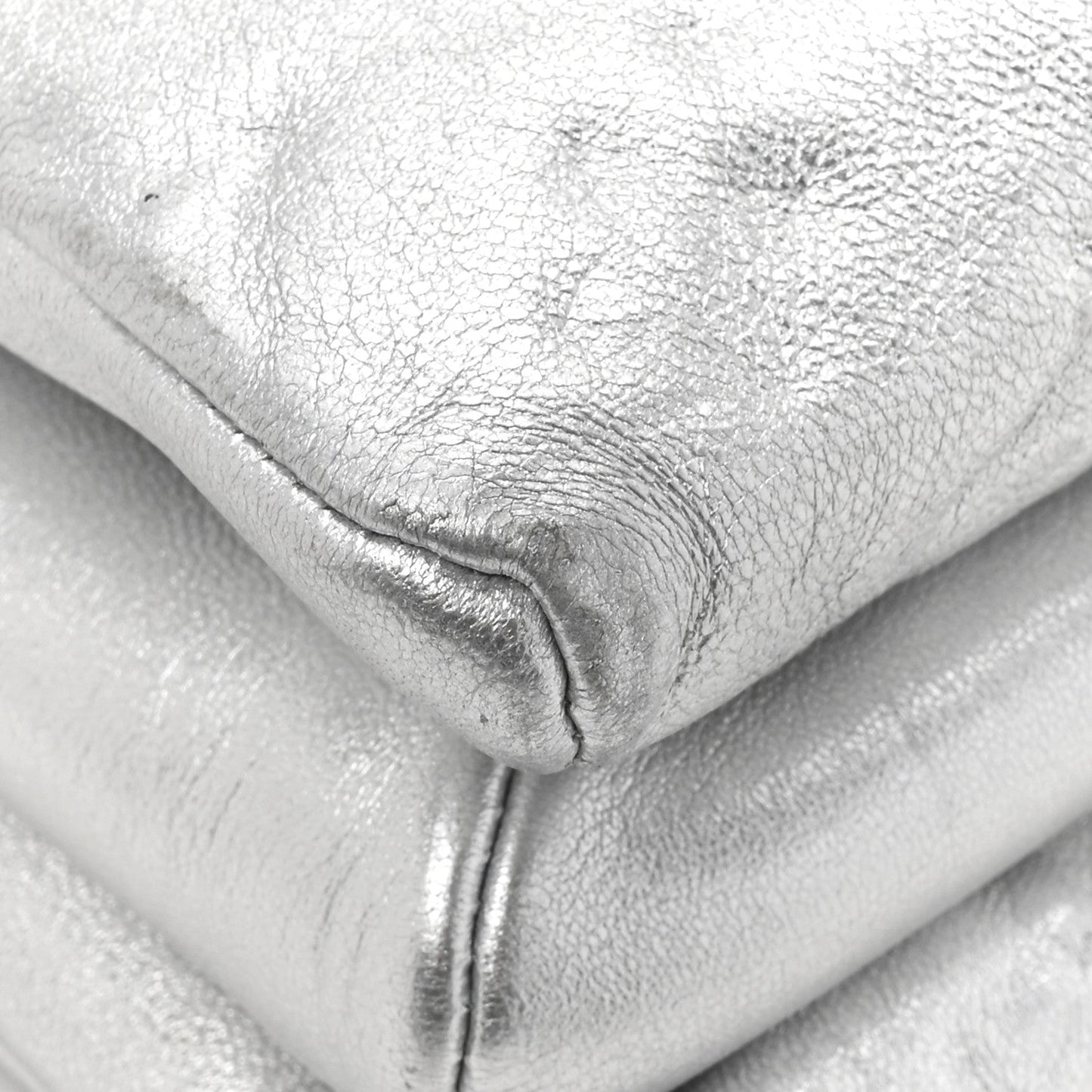 Metallic Lambskin Embossed Monogram Coussin PM Silver