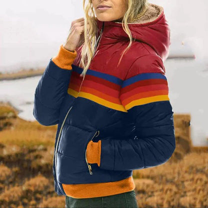 Abrigo informal de invierno con capucha y manga larga con costuras