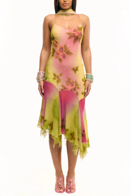 The Coral Gown Midi Dress