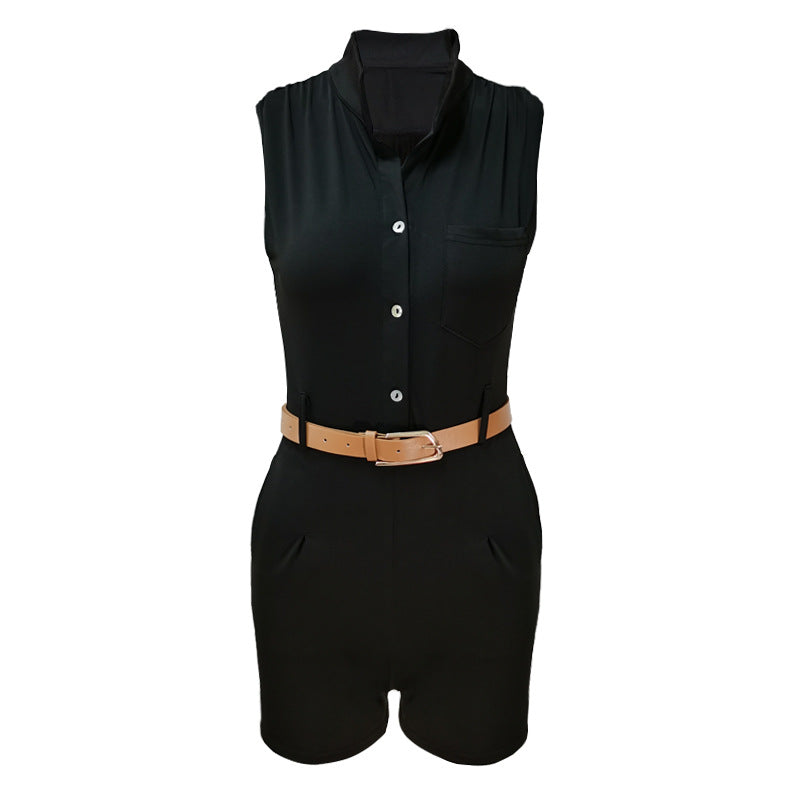 Mono informal de verano con cintura alta para mujer, sexy, sin mangas