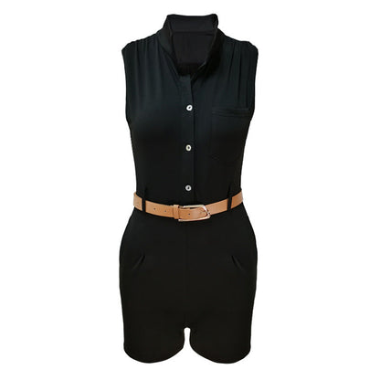 Mono informal de verano con cintura alta para mujer, sexy, sin mangas