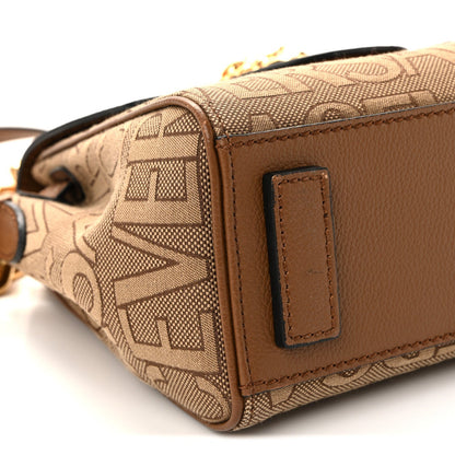 Calfskin Canvas Allover La Medusa Small Top Handle Handbag Brown