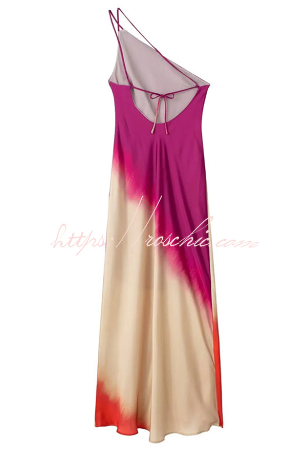 High Waisted Tie Dye Tie Back Pullover Maxi Dress