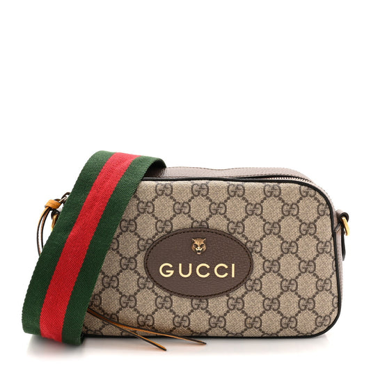 GG Supreme Monogram Web Neo Vintage Shoulder Bag Beige New Acero Crop