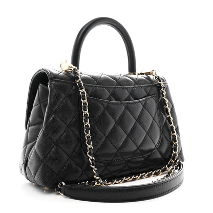 Caviar Quilted Mini Coco Handle Flap Black