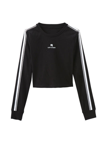 Contrast Color 2000s Print Long Sleeve Tee