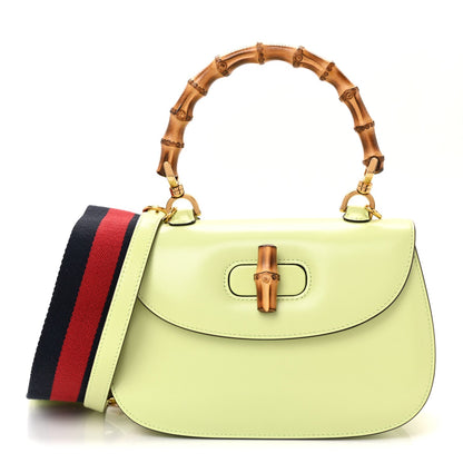 Boarded Dyana Lux Calfskin Web Small Bamboo 1947 Top Handle Bag Light Green