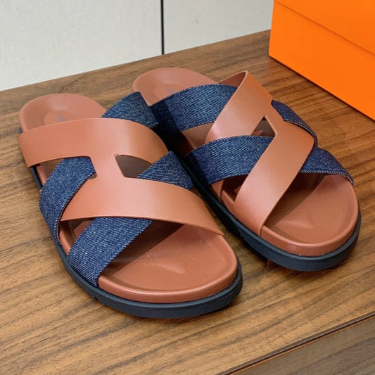 HM Kazimir Sandal Denim Brown Calfskin 294001