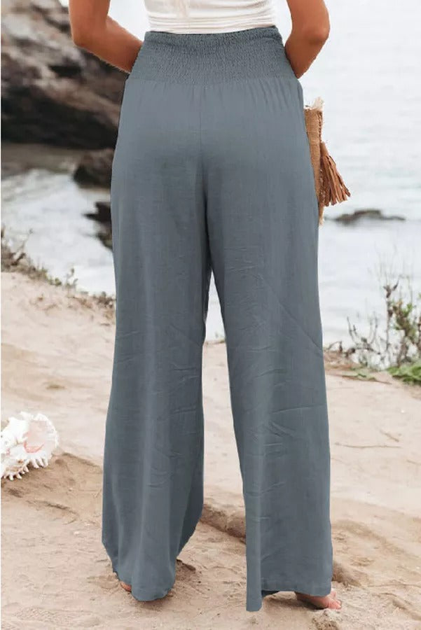 Pantalones fruncidos con bolsillos de mezcla de lino Fresh Air