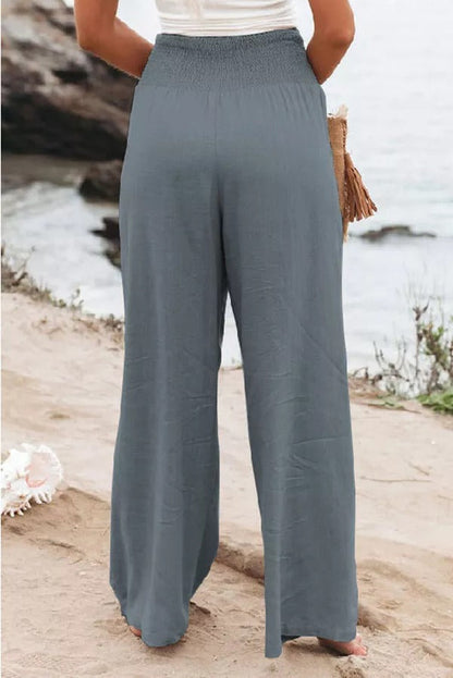 Pantalones fruncidos con bolsillos de mezcla de lino Fresh Air