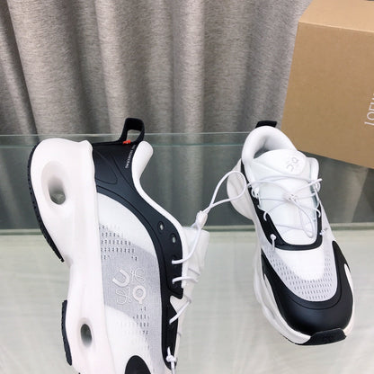 Loewe x on Angpao Couple Running Sneakers White Black Nylon Calfskin 597423
