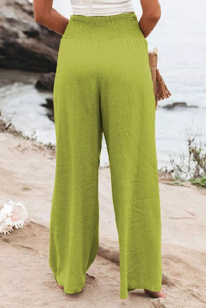 Pantalones fruncidos con bolsillos de mezcla de lino Fresh Air