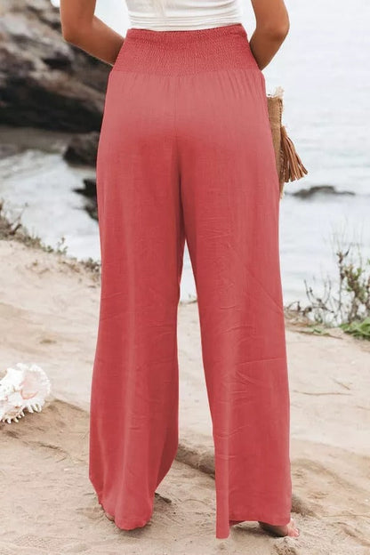 Pantalones fruncidos con bolsillos de mezcla de lino Fresh Air