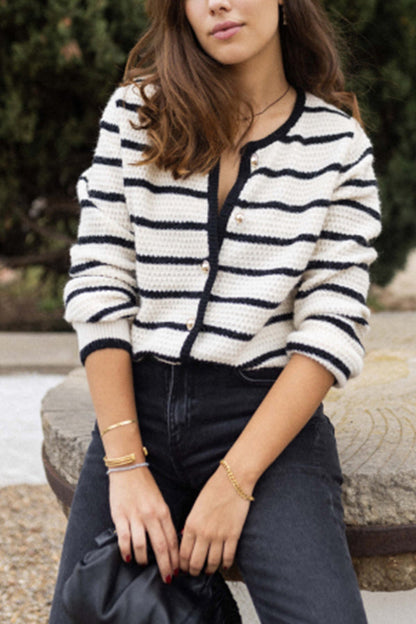 Chaqueta de cuello redondo a rayas MINERVA