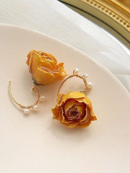Pendientes de rosa naranja - Hannah 