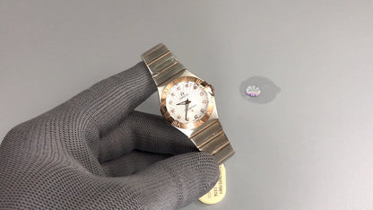 Omega Constellation 27mm Silver Pink Gold White Dial