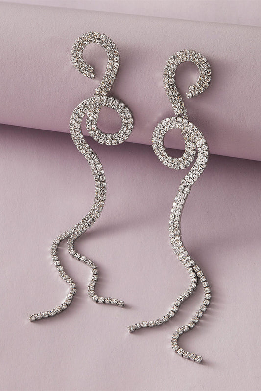 Pendientes colgantes con flecos de diamantes de imitación 