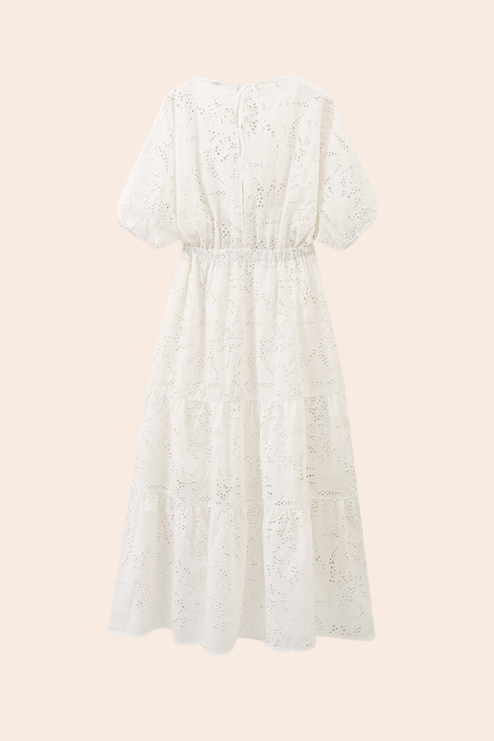 Vestido midi con encaje bordado y aberturas 
