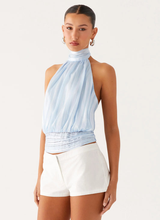 Willow Chiffon Top - Blue