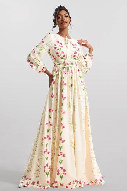 Floral Print Long Sleeve Maxi Dress