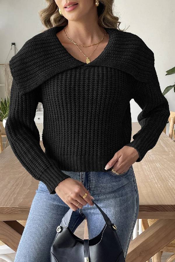 Suéter con solapa y diseño de nueva tendencia de moda 