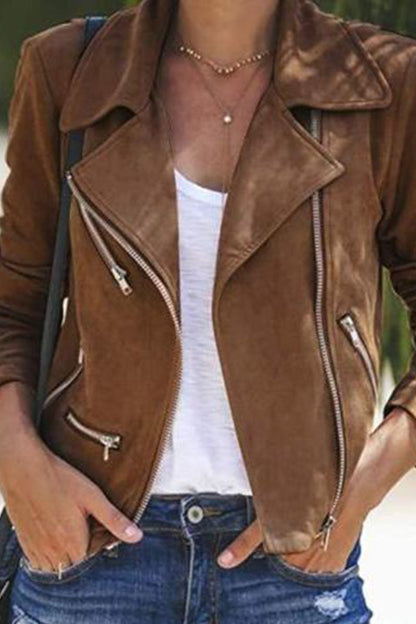 Cárdigan liso de moda urbana con cuello vuelto