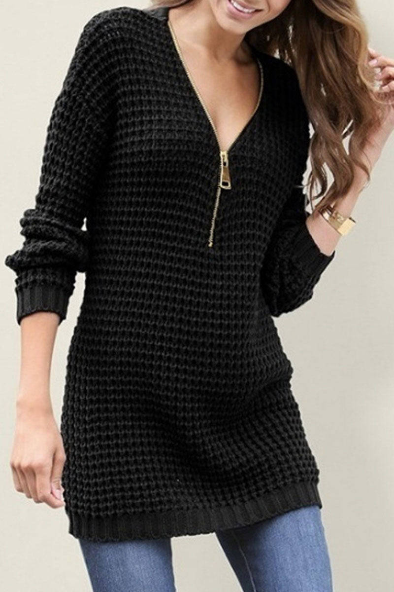 Vestidos rectos con escote en V y abertura en la parte superior, de moda diaria
