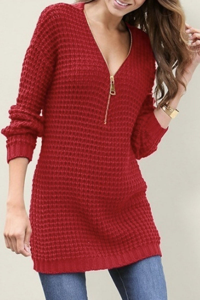 Vestidos rectos con escote en V y abertura en la parte superior, de moda diaria