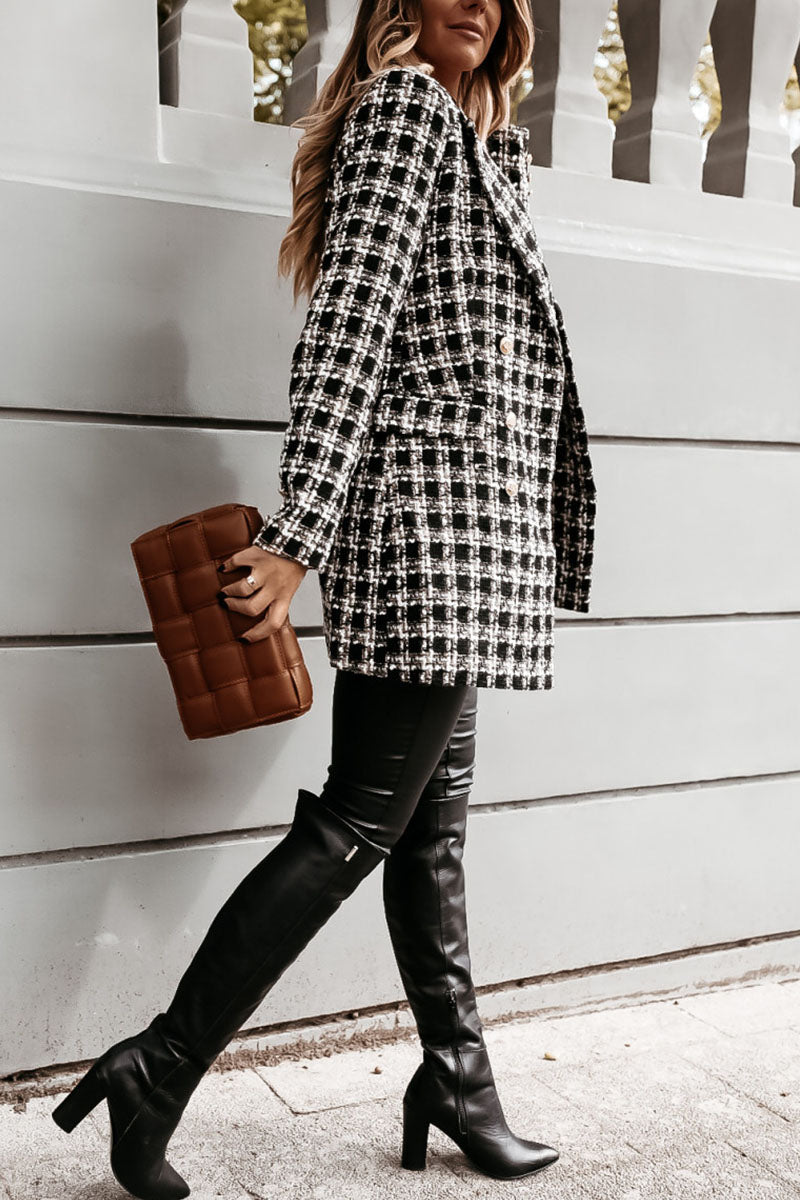 Fashion Street Plaid Turn-back Collar Outerwear(5 Colors)