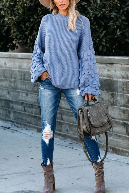 Suéteres de cuello redondo con parches lisos de moda urbana (3 colores)