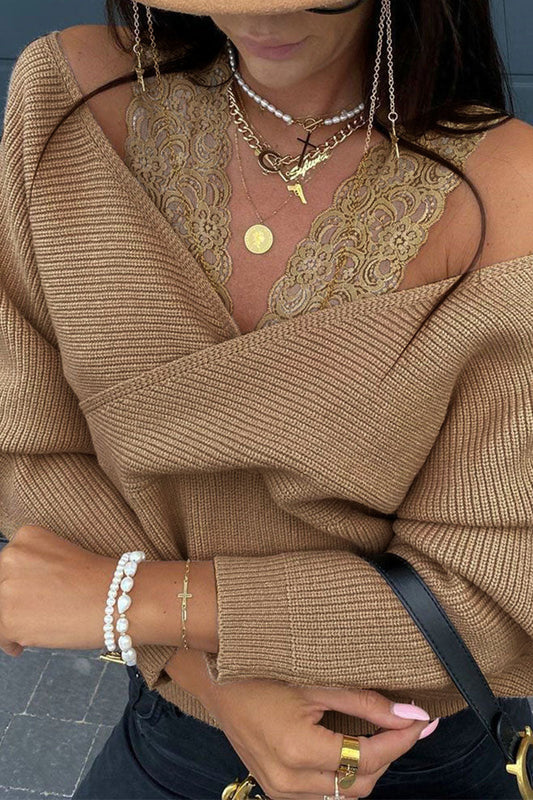 Suéteres de cuello en V con retazos, sexys y a la moda (3 colores)