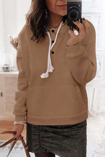 Tops casuales con cuello y capucha de patchwork sólido (6 colores)