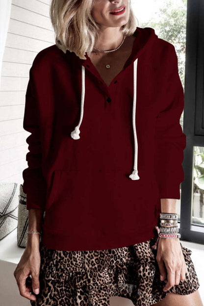 Tops casuales con cuello y capucha de patchwork sólido (6 colores)