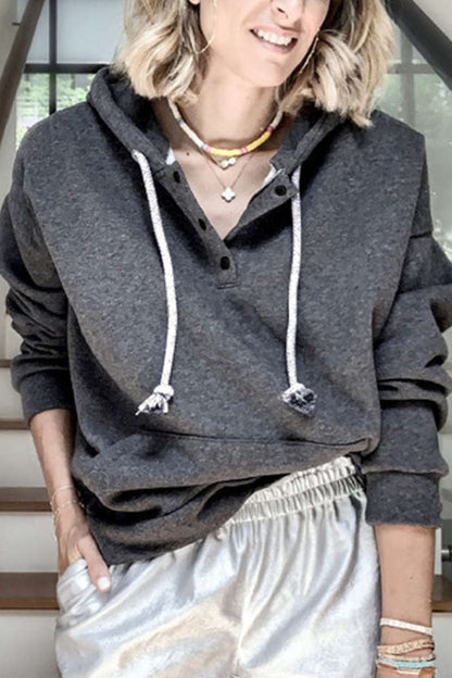 Tops casuales con cuello y capucha de patchwork sólido (6 colores)