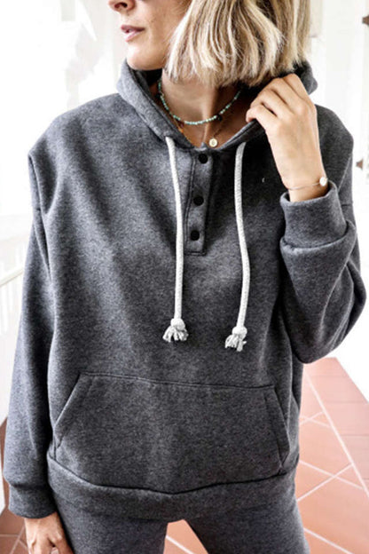 Tops casuales con cuello y capucha de patchwork sólido (6 colores)