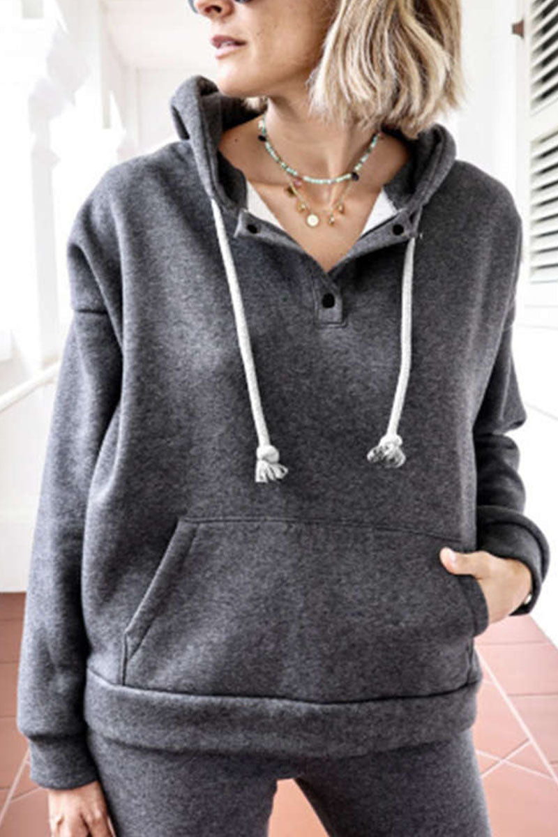 Tops casuales con cuello y capucha de patchwork sólido (6 colores)