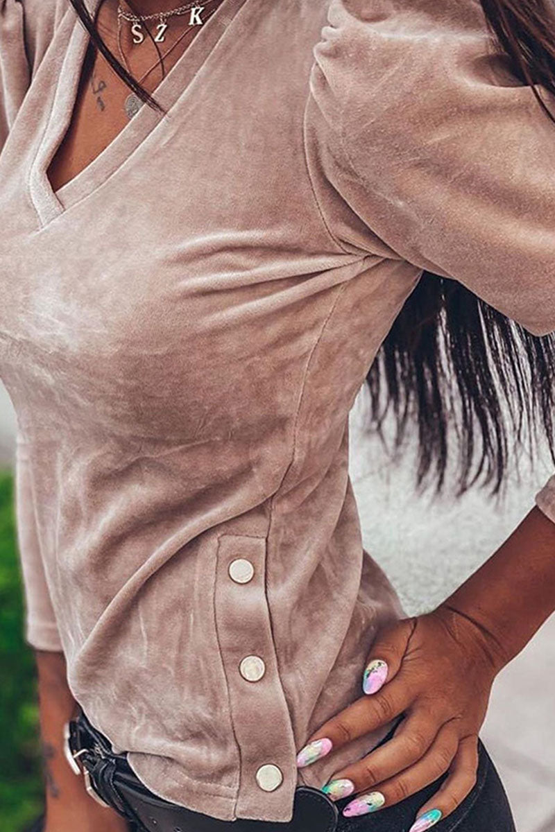 Tops de cuello en V lisos de moda urbana