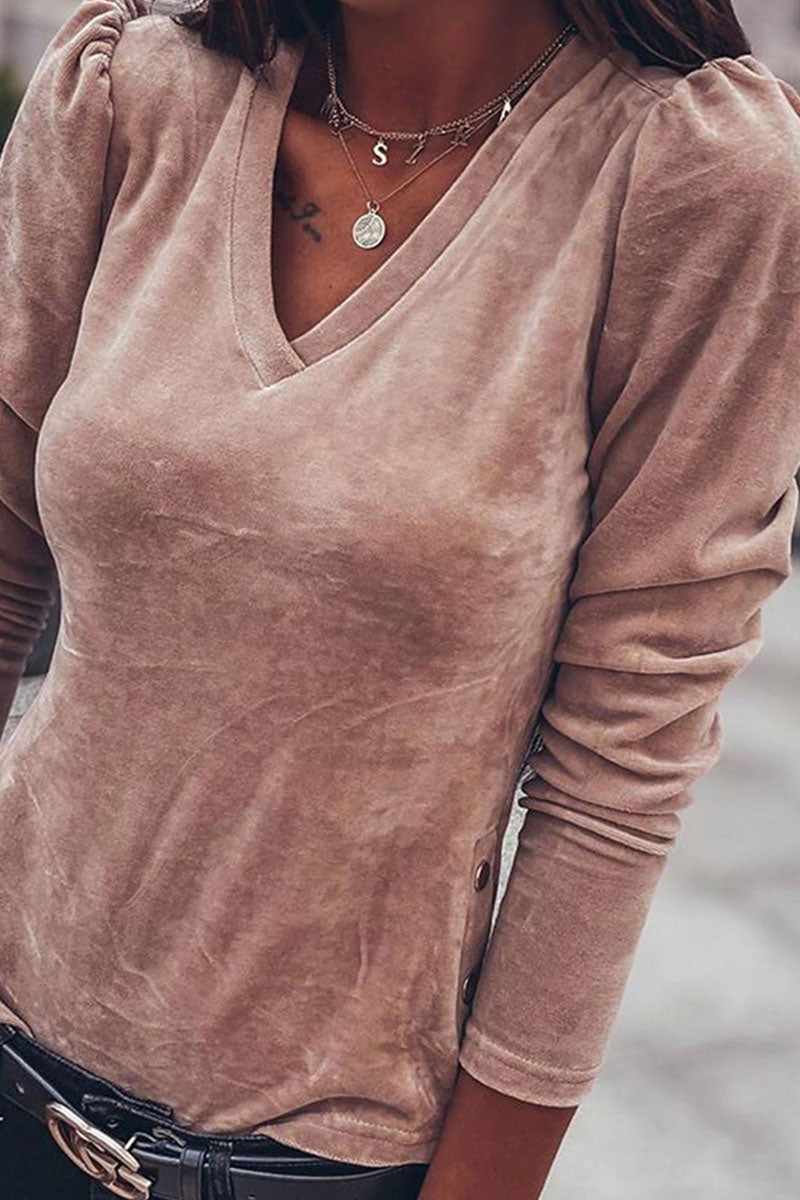 Tops de cuello en V lisos de moda urbana