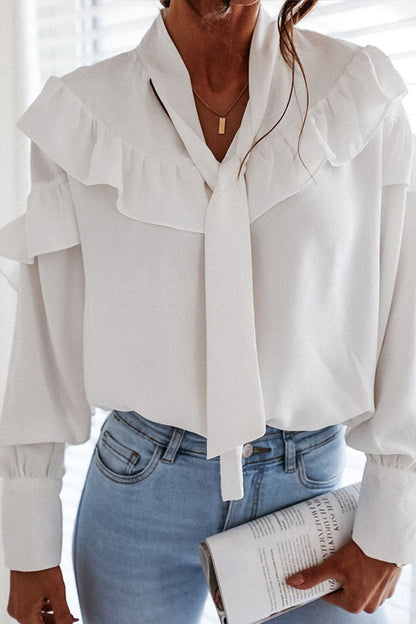 Tops de cuello vuelto con frenillo y patchwork liso de moda urbana