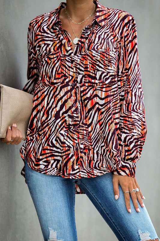 Tops con cuello vuelto y estampado animal de moda callejera