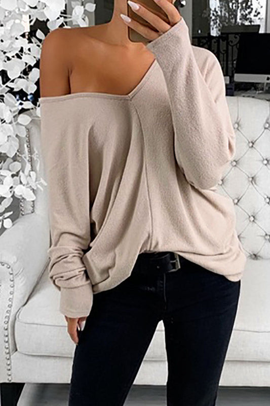 Tops de cuello en V con parches lisos de moda urbana (6 colores)