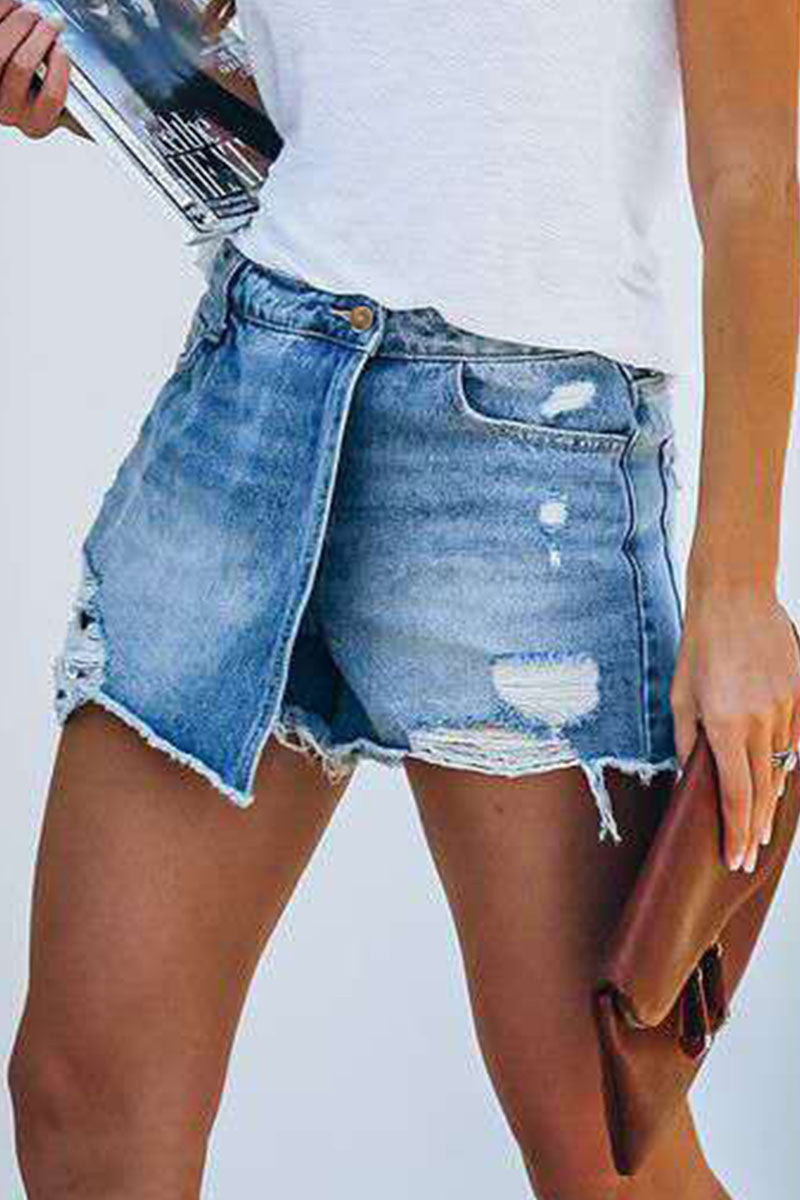 Moda Casual Calle Desgarrado Denim Regular