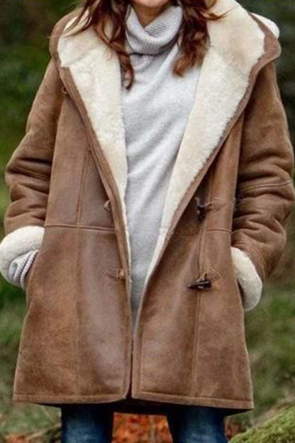 Prendas de abrigo con capucha y cuello dividido liso de moda urbana