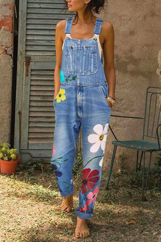 Estampado urbano de moda, patchwork, mezclilla suelta (5 colores)