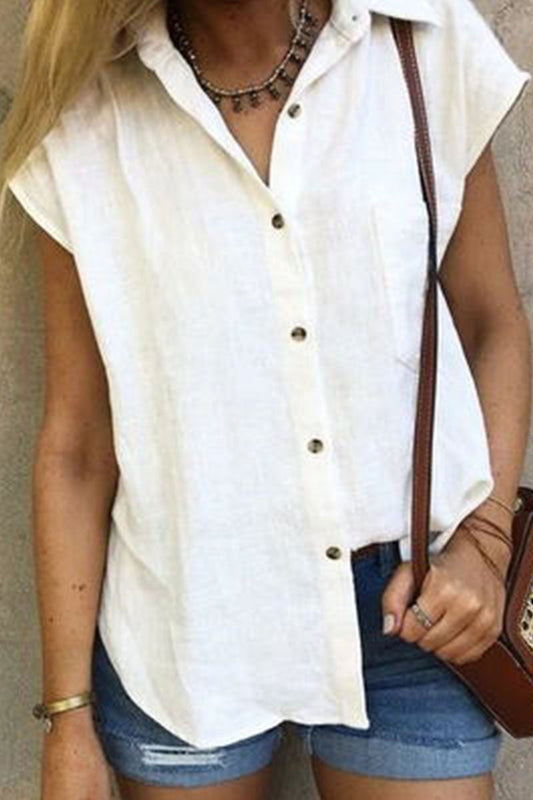 Blusas casuales de moda con cuello vuelto y parches lisos (4 colores)