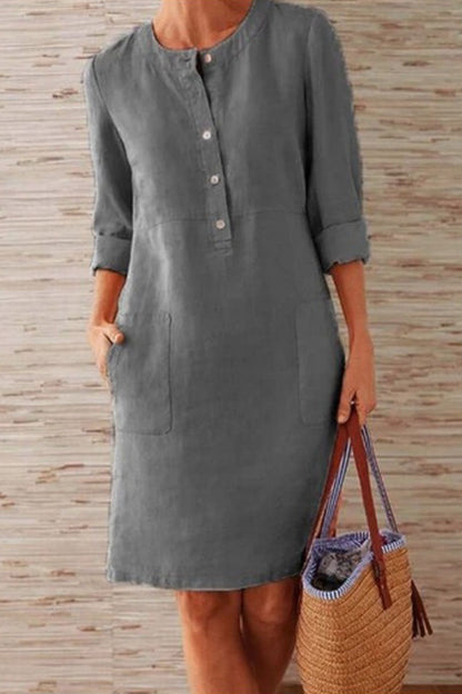 Vestidos de moda urbana, lisos, con cuello redondo y corte A (10 colores)